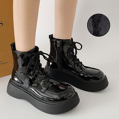 Γυναικείες Μπότες Χειμερινή Πλατφόρμα Μπότες Γυναικεία Μόδα Γυναικεία Παπούτσια με κορδόνια Στρογγυλά Μποτάκια Γυναικεία Καφέ Μαύρα Νέες Μπότες Γυναικεία παπούτσια