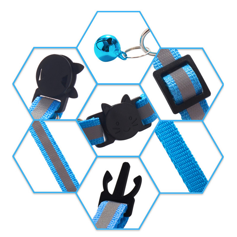 Ανακλαστικό κολιέ κολάρο γάτας με δαχτυλίδι για λαιμό, ελαστικό ασφαλείας, ρυθμιζόμενο με προϊόντα για κατοικίδια με καμπάνα