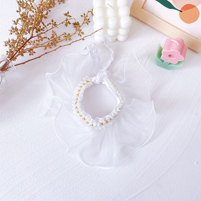 Τσόχινο γούρι Μαργαριτάρι γάτα Κολιέ Μπαντάνα Κοσμήματα Οργάντζα για κατοικίδιο για σκύλους Τσόκερ Κασκόλ Δαντέλα Floral Kiiten Σαλιάρα παπιγιόν για όλες τις ράτσες