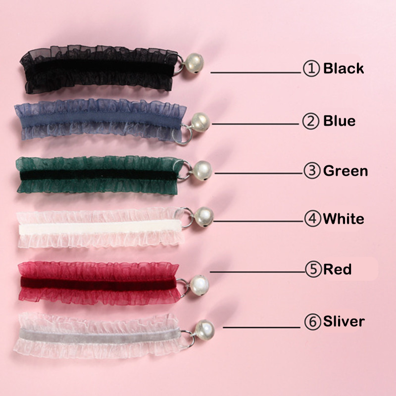 Elasticitate Dantela din catifea Animale de companie Guler pentru pisici cu clopot Chihuahua Colier iepure Papion Cățeluș Câini Clopote Guleră Accesorii pentru pisici