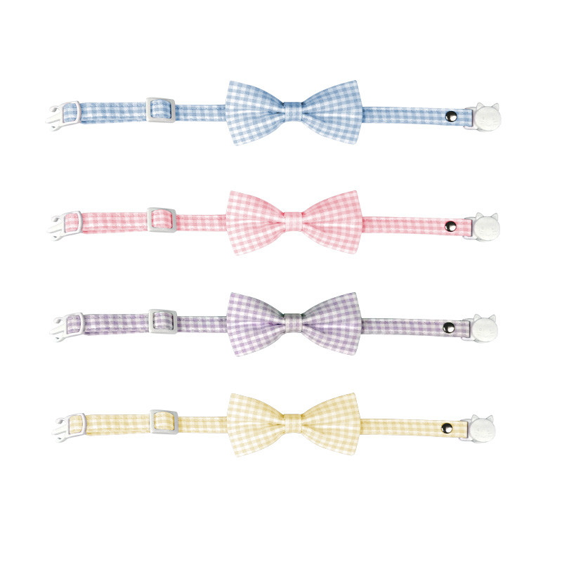 Cukorka színű kockás macskanyakörv Aranyos csokornyakkendős kiskutya Chihuahua csokornyakkendő biztonsági csat cica nyaklánc állítható kisállat kiegészítők