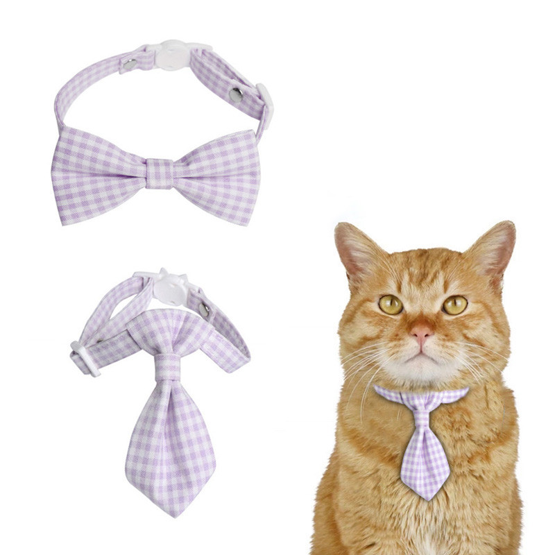 Cukorka színű kockás macskanyakörv Aranyos csokornyakkendős kiskutya Chihuahua csokornyakkendő biztonsági csat cica nyaklánc állítható kisállat kiegészítők