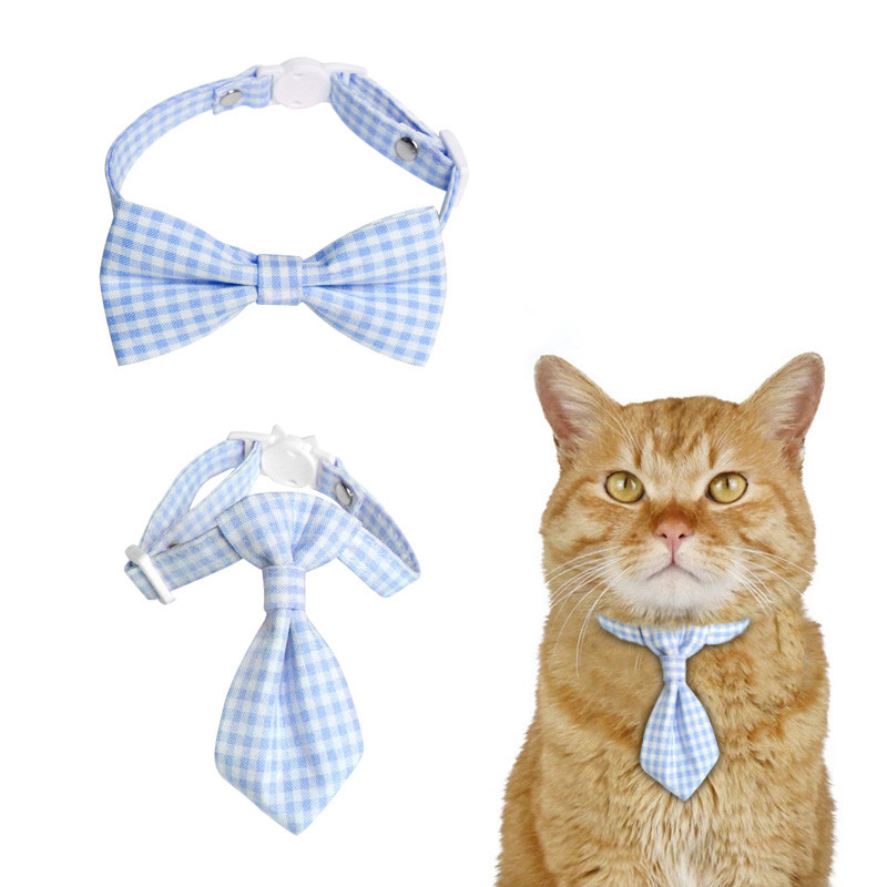 Cukorka színű kockás macskanyakörv Aranyos csokornyakkendős kiskutya Chihuahua csokornyakkendő biztonsági csat cica nyaklánc állítható kisállat kiegészítők