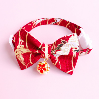 Κολάρο γάτας 2022 Μαντηλάκι για κατοικίδια κουτάβι παπιγιόν γατούλα παπιγιόν Ιαπωνικού στυλ Αξεσουάρ για κατοικίδιο κιμονό Στολίδι για γατάκι Μικρό κολάρο σκύλου