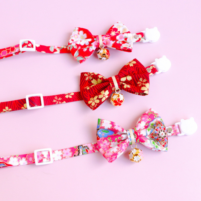 Κολάρο γάτας 2022 Μαντηλάκι για κατοικίδια κουτάβι παπιγιόν γατούλα παπιγιόν Ιαπωνικού στυλ Αξεσουάρ για κατοικίδιο κιμονό Στολίδι για γατάκι Μικρό κολάρο σκύλου