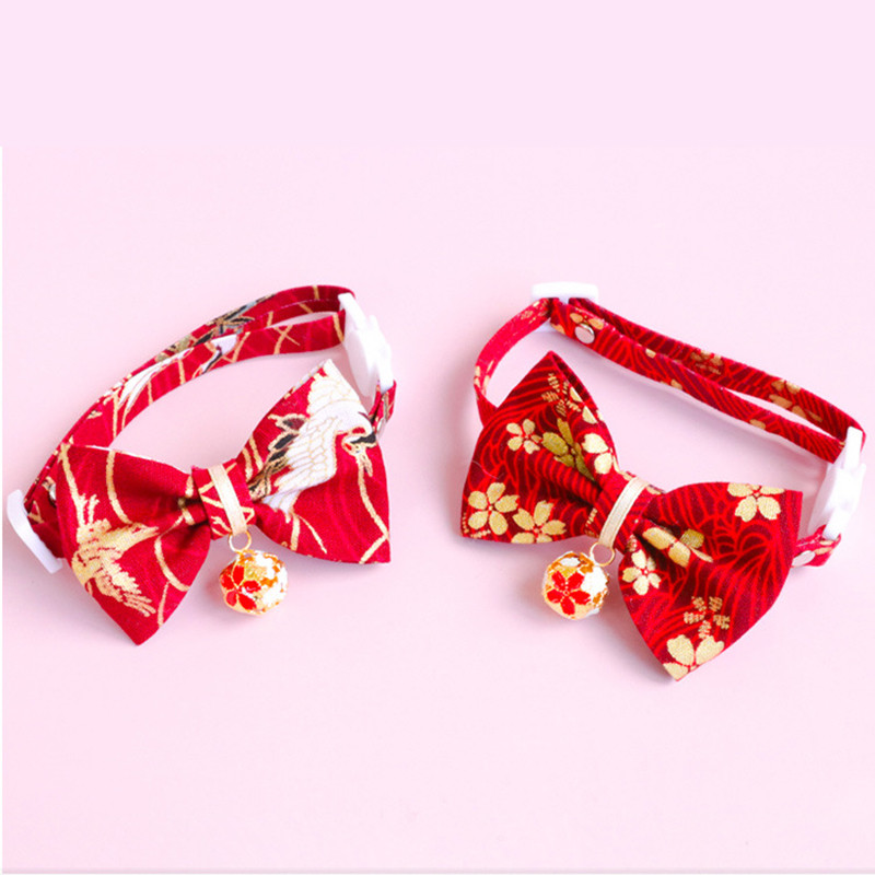 Κολάρο γάτας 2022 Μαντηλάκι για κατοικίδια κουτάβι παπιγιόν γατούλα παπιγιόν Ιαπωνικού στυλ Αξεσουάρ για κατοικίδιο κιμονό Στολίδι για γατάκι Μικρό κολάρο σκύλου