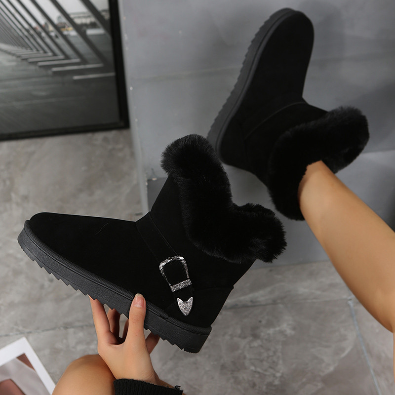 Lumesaapad hoiavad soojas Naiste kingad Talvesaapad Naiste poolsaapad Moodsad lühikesed saapad Seemisnahast naiste puuvillased kingad Uus 2022. aasta talv