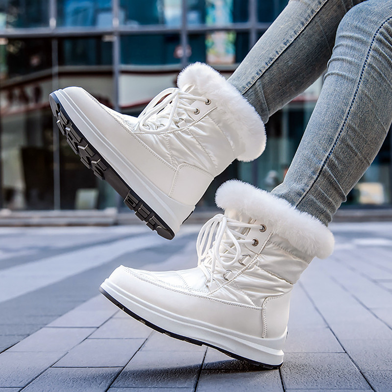 Χειμερινές μπότες 2023 Γυναικείες ζεστές μπότες χιονιού για γυναίκες βελούδινες αδιάβροχες γυναικείες μπότες Αντιολισθητικά σχέδια Bota Feminina