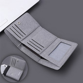 Lõuendist rahakott Meeste ID-/fotohoidikud Must/sinine/hall kaardihoidja Rahakotiümbris 8 pesaga Hasp Meeste rahakott Mini kolmekordne meeste rahakott