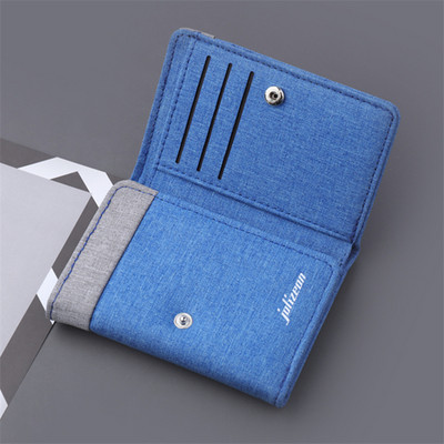 Lõuendist rahakott Meeste ID-/fotohoidikud Must/sinine/hall kaardihoidja Rahakotiümbris 8 pesaga Hasp Meeste rahakott Mini kolmekordne meeste rahakott