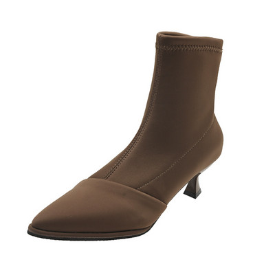 Πανί Ζεστά Γυναικείες Μπότες Chelsea Νέα μόδα 2022 Χειμώνας με φίνο τακούνι Ελαστική κάλτσα Μπότες casual Παπούτσια σουέτ με μυτερές μύτες Botas