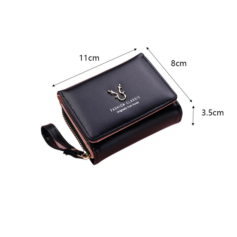 Γυναικεία πορτοφόλια Geestock 2022 Μίνι πορτοφόλια με κέρατα κέρματα για κορίτσια Θήκες κάρτας συμπλέκτη Κοντά πορτοφόλια Kawaii με φερμουάρ για γυναίκες