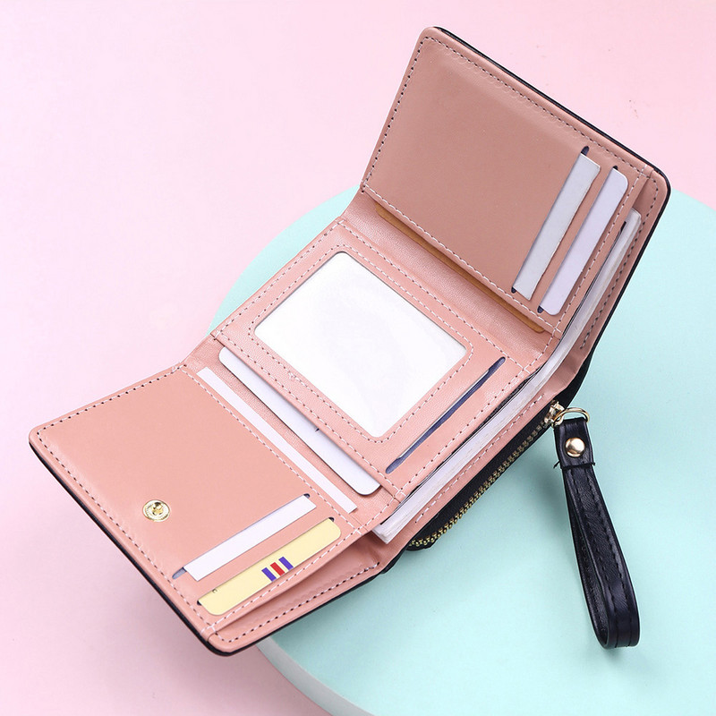 Γυναικεία πορτοφόλια Geestock 2022 Μίνι πορτοφόλια με κέρατα κέρματα για κορίτσια Θήκες κάρτας συμπλέκτη Κοντά πορτοφόλια Kawaii με φερμουάρ για γυναίκες