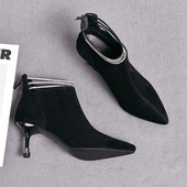 Moodsad saapad naistele Chelsea saapad terava ninaga kivist tikk-poolsaapad Moodsad kunstseemisnahast vabaaja kõrge kontsaga saapad naistele