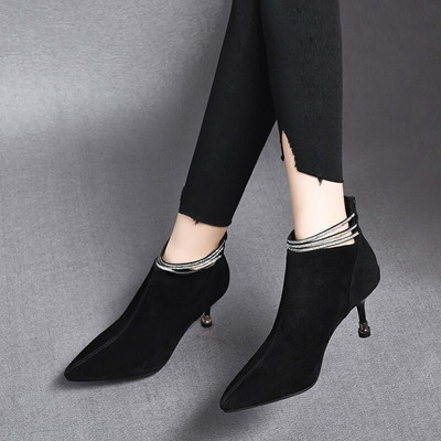 Moodsad saapad naistele Chelsea saapad terava ninaga kivist tikk-poolsaapad Moodsad kunstseemisnahast vabaaja kõrge kontsaga saapad naistele