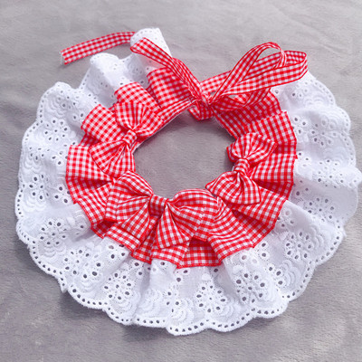 Χαριτωμένο τριών στρώσεων δαντέλα παπιγιόν Μικρό κουδούνι γιακά για κατοικίδια Σαλιάρα γιακά κατοικίδιων Δαντελένια σαλιάρες Lovely Dog Κολιέ γάτας Διακοσμητικά Γιακά για μικρό σκύλο