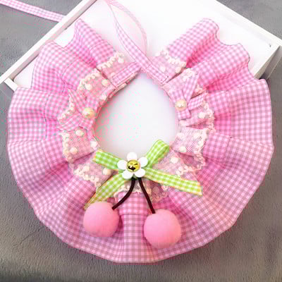 Χαριτωμένο τριών στρώσεων δαντέλα παπιγιόν Μικρό κουδούνι γιακά για κατοικίδια Σαλιάρα γιακά κατοικίδιων Δαντελένια σαλιάρες Lovely Dog Κολιέ γάτας Διακοσμητικά Γιακά για μικρό σκύλο