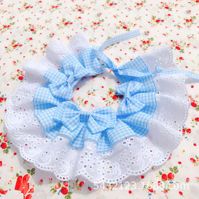 Χαριτωμένο τριών στρώσεων δαντέλα παπιγιόν Μικρό κουδούνι γιακά για κατοικίδια Σαλιάρα γιακά κατοικίδιων Δαντελένια σαλιάρες Lovely Dog Κολιέ γάτας Διακοσμητικά Γιακά για μικρό σκύλο