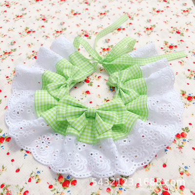 Χαριτωμένο τριών στρώσεων δαντέλα παπιγιόν Μικρό κουδούνι γιακά για κατοικίδια Σαλιάρα γιακά κατοικίδιων Δαντελένια σαλιάρες Lovely Dog Κολιέ γάτας Διακοσμητικά Γιακά για μικρό σκύλο