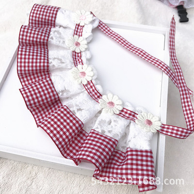 Χαριτωμένο τριών στρώσεων δαντέλα παπιγιόν Μικρό κουδούνι γιακά για κατοικίδια Σαλιάρα γιακά κατοικίδιων Δαντελένια σαλιάρες Lovely Dog Κολιέ γάτας Διακοσμητικά Γιακά για μικρό σκύλο