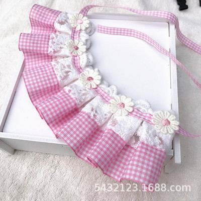 Χαριτωμένο τριών στρώσεων δαντέλα παπιγιόν Μικρό κουδούνι γιακά για κατοικίδια Σαλιάρα γιακά κατοικίδιων Δαντελένια σαλιάρες Lovely Dog Κολιέ γάτας Διακοσμητικά Γιακά για μικρό σκύλο