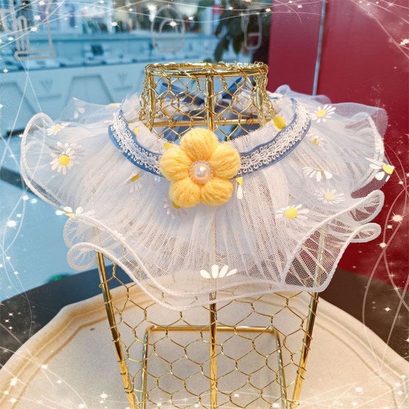 4 suurust Reguleeritav lilleline kassi koera kaelarihm organza lemmikloomade vibud Pitsist pudipõlled Pärliga temperamen kett kaelakee kutsikate hooldamise tarvikud