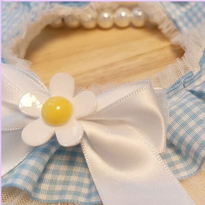 4 suurust Reguleeritav lilleline kassi koera kaelarihm organza lemmikloomade vibud Pitsist pudipõlled Pärliga temperamen kett kaelakee kutsikate hooldamise tarvikud