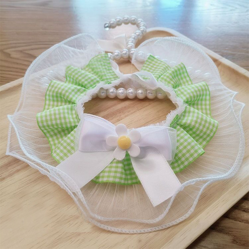 4 suurust Reguleeritav lilleline kassi koera kaelarihm organza lemmikloomade vibud Pitsist pudipõlled Pärliga temperamen kett kaelakee kutsikate hooldamise tarvikud