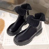 Chelsea čizme, ženske 2022., zimske Botas, britanske gležnjače s patentnim zatvaračem sa strane, baršunaste visokokvalitetne kožne vodootporne čizme za žene