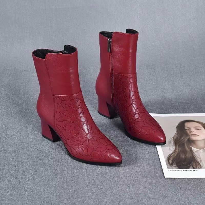 Talvise terava varbaga naiste papud naiste sügise lukuga PU-nahast kingad, pruunid mood 6 cm kõrged kandilised kontsad, naiste poolsaapad