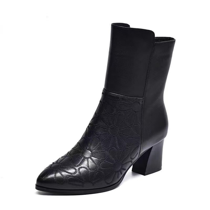 Talvise terava varbaga naiste papud naiste sügise lukuga PU-nahast kingad, pruunid mood 6 cm kõrged kandilised kontsad, naiste poolsaapad