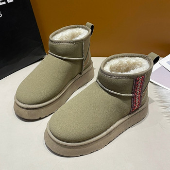 2024 Γνήσιο μαλλί προβάτου Παπούτσια με ζεστή γούνα χαμηλής κοπής Μπότες χιονιού Ανδρικές και γυναικείες μπότες πλατφόρμας Χειμερινές κοντές μπότες Γούνα για γυναίκες