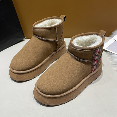 2024 Lână din piele de oaie adevărată Pantofi de blană caldă decoltați Cizme de zăpadă Bărbați și femei Cizme cu platformă Cizme scurte de iarnă Blană pentru doamne