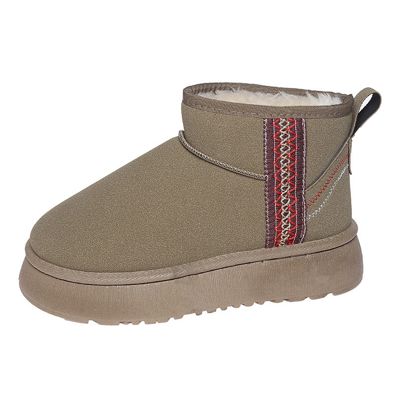 2024 Lână din piele de oaie adevărată Pantofi de blană caldă decoltați Cizme de zăpadă Bărbați și femei Cizme cu platformă Cizme scurte de iarnă Blană pentru doamne