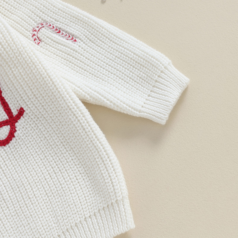 Häid jõule Lasteriided Tüdrukud Poisid Kootud Kampsunid Pikad varrukad Candy Cane Tikand Heegeldatud Pullover Laste Kudumid