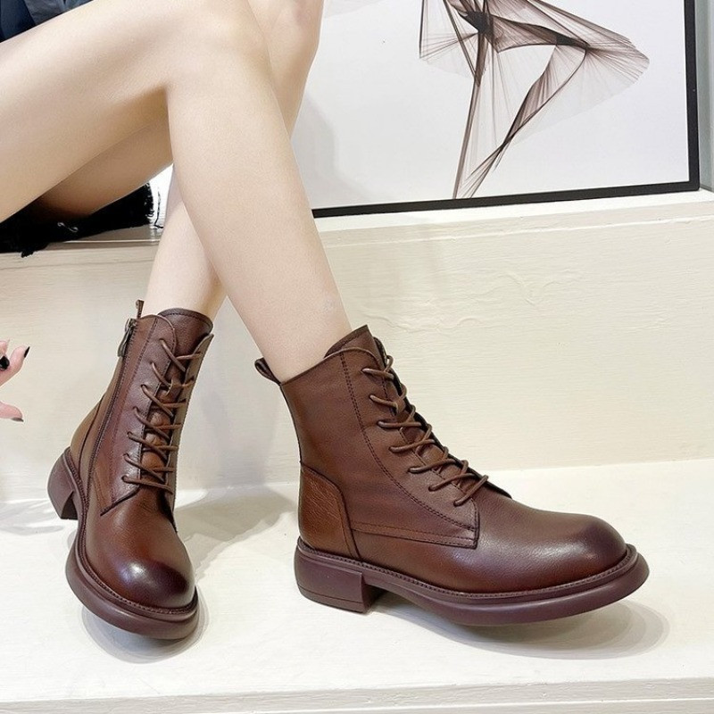 2023 Ženske cipele od kvalitetne goveđe kože Jesen Zima Četvrtaste čizme na srednje pete Ženske cipele na čizme Vel. 35-40