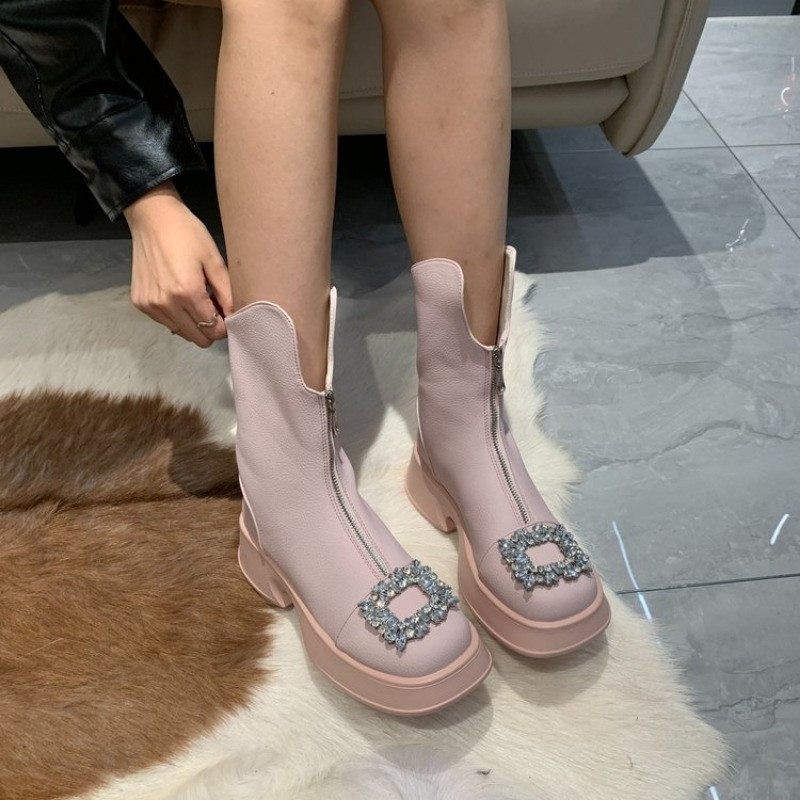 Turske kristalltõmblukuga Chelsea saapad naiste kingad 2023. aasta uued disainerite talvised poolsaapad Snow Punk Goth Gladiator naiste kingad