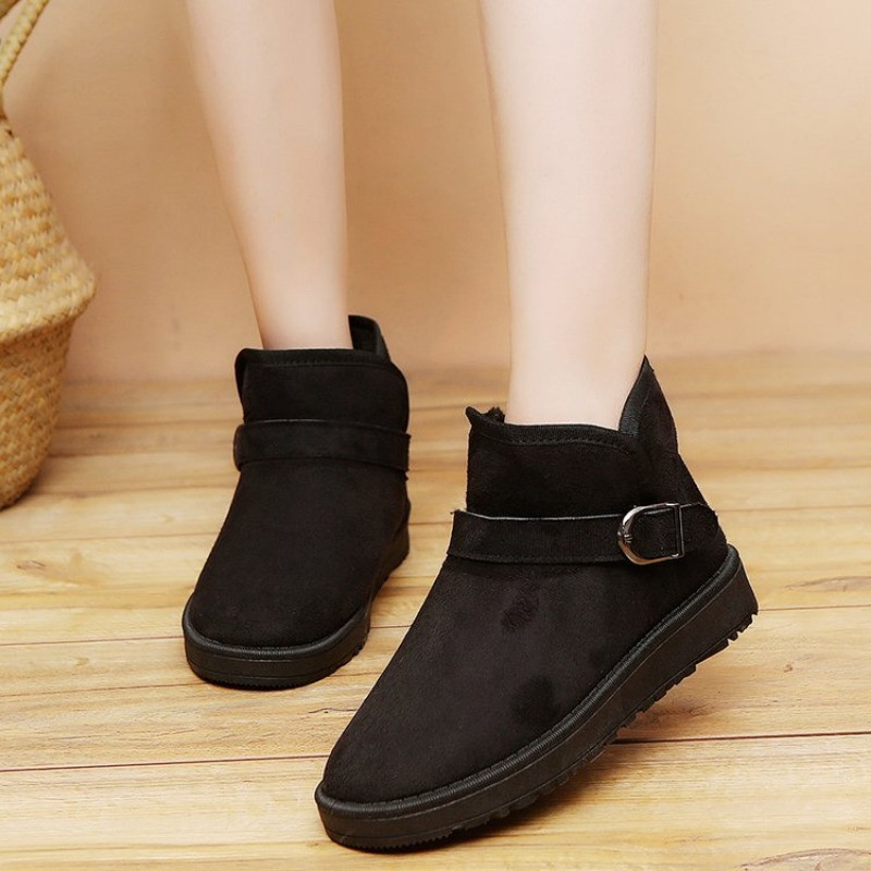 Pantofi de damă de marcă Cizme australiene Încălțăminte de iarnă Cizme cu vârf rotund cu toc plat-Modă pentru femei Zăpadă joasă 2023 Damă Gleznă Bumbac