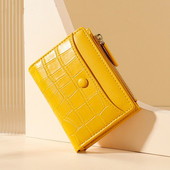 Portofel din piele PU pentru femei, model de piatră, posetă mică, cu fermoar, buzunar pentru monede.