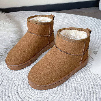 Нови къси мини зимни ботуши в стил на зимни ботуши Дамски водоустойчиви ботуши вълна Боти до глезена Топли обувки с подплатена кожа на глезена