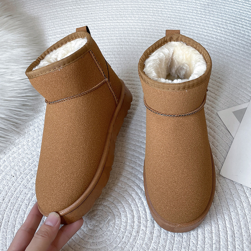 Nou stil de ghete de zăpadă, mini cizme scurte de iarnă pentru femei, impermeabile,căptușite cu blană, pantofi plati caldi.