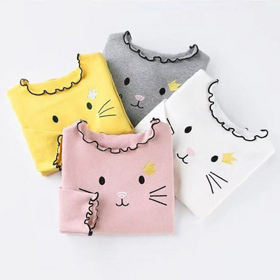 Pulover pentru fetițe Copii Băieți Tricouri pentru copii Îmbrăcăminte primăvară vară Tricou de bază Tricou cu mânecă lungă Pulover cu pisică din desene animate