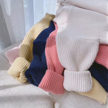 Πλεκτά πουλόβερ για κορίτσια 1-6 ετών Μαλακά μπλουζάκια με χαμηλό λαιμό Ζεστά φθινοπωρινά χρώματα καραμέλα για κορίτσια Πουλόβερ Χειμερινά ρούχα