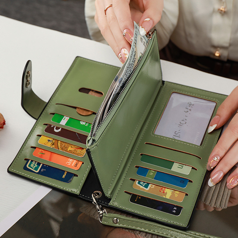 Portofele lungi din piele la modă pentru femei, fete, de capacitate mare, suport pentru carduri pentru femei, geantă clasică pentru monede, cu fermoar, poșetă, poșetă