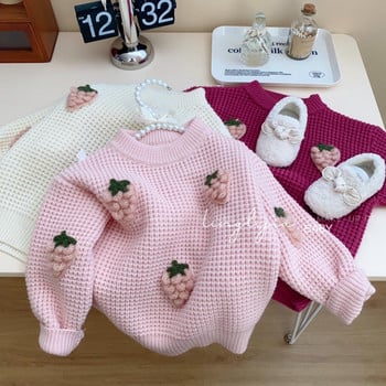 Παιδικά Ρούχα Φθινοπωρινό Χειμώνα Κορίτσια Πλεκτό πουλόβερ με στρογγυλή λαιμόκοψη Little Girls Loose Ευέλικτο Κορυφαίο παιδικό πουλόβερ για μωρά