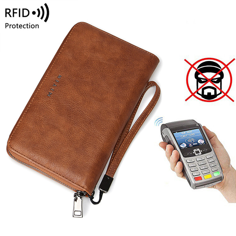 MIYIN Long Wallet Γυναικείο πορτοφόλι 2023 Νέα RFID Anti Theft Brush Anti Demagnetization Retro Oil Wax Δερμάτινο πορτοφόλι Μεγάλης χωρητικότητας τσάντα