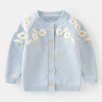 Little maven 2023 Baby girls πουλόβερ Lovely Light Blue Casual Ρούχα Φθινοπωρινή Παιδική Ζακέτα Όμορφο παλτό για παιδιά 2-7 ετών