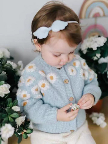 Little maven 2023 Baby girls πουλόβερ Lovely Light Blue Casual Ρούχα Φθινοπωρινή Παιδική Ζακέτα Όμορφο παλτό για παιδιά 2-7 ετών