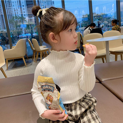 Sügisene tüdrukute kampsun, armas 2-7-aastastele lastele printsessi pikkade varrukatega topid Laste puuvillane vabaaja soonikuga kootud kampsun