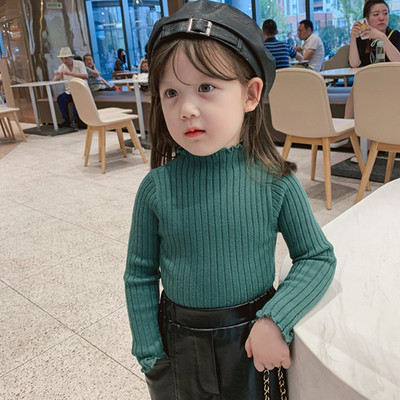 Sügisene tüdrukute kampsun, armas 2-7-aastastele lastele printsessi pikkade varrukatega topid Laste puuvillane vabaaja soonikuga kootud kampsun